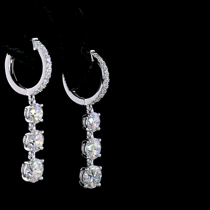 2.59 CTTW Round Lab Grown Diamond Hanging Earring Size 30.7 (E Color and VS1 Clarity)
