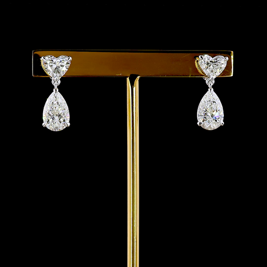 4.72 CTTW Pear Lab Grown Diamond Hanging Earring Size 18.4 (F Color and VS1 Clarity)