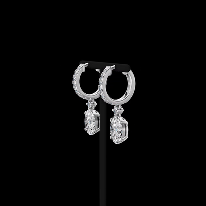 3.70 CTTW Oval Lab Grown Diamond Hanging Earring Size 26.4 (E Color and VS1 Clarity)