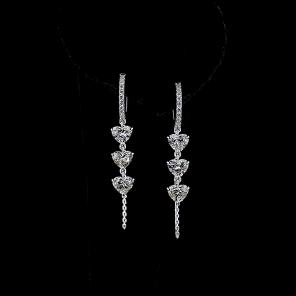 3.16 CTTW Heart Lab Grown Diamond Hanging Earring Size 45 (E Color and VS1 Clarity)