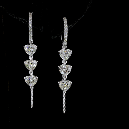 3.16 CTTW Heart Lab Grown Diamond Hanging Earring Size 45 (E Color and VS1 Clarity)