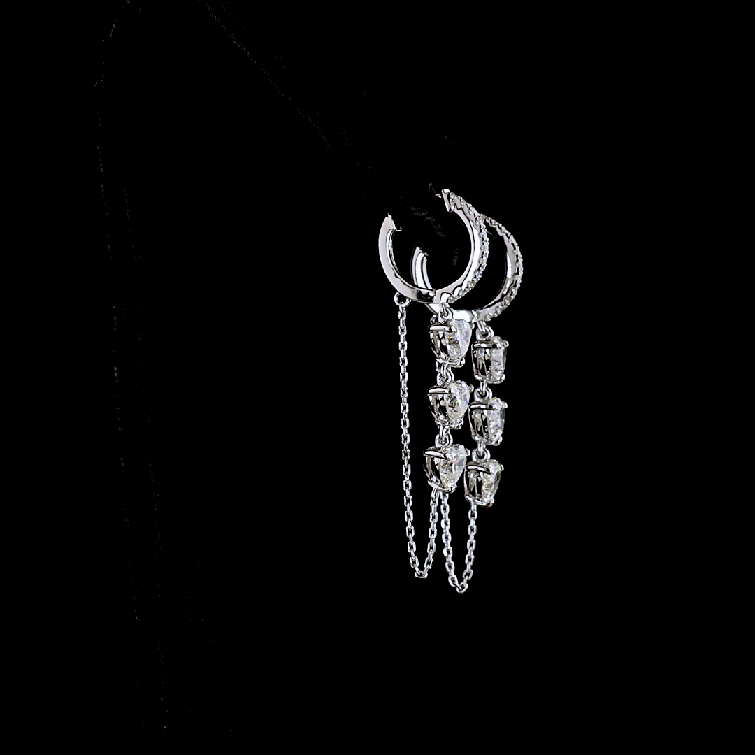 3.16 CTTW Heart Lab Grown Diamond Hanging Earring Size 45 (E Color and VS1 Clarity)