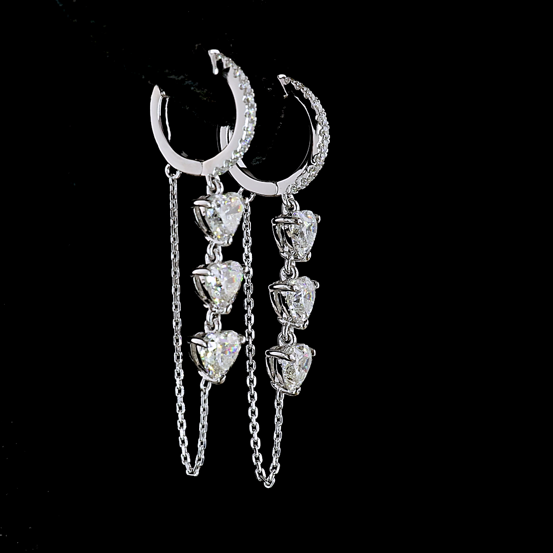 3.16 CTTW Heart Lab Grown Diamond Hanging Earring Size 45 (E Color and VS1 Clarity)