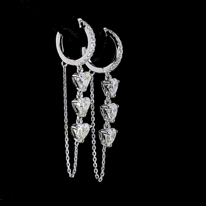 3.16 CTTW Heart Lab Grown Diamond Hanging Earring Size 45 (E Color and VS1 Clarity)