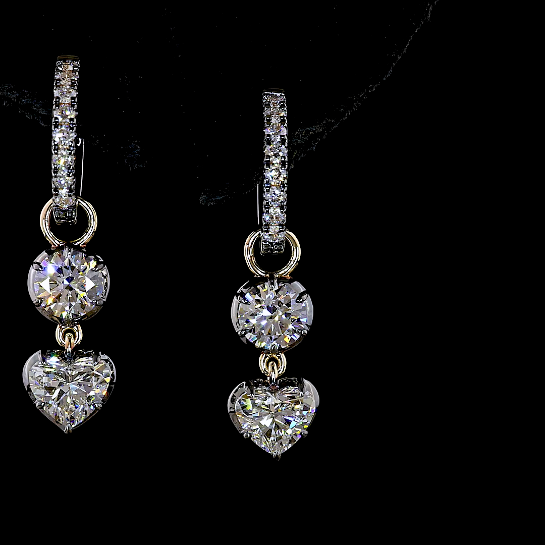 2.58 CTTW Round Lab Diamond Hanging Earring (E Color and VS1 Clarity)