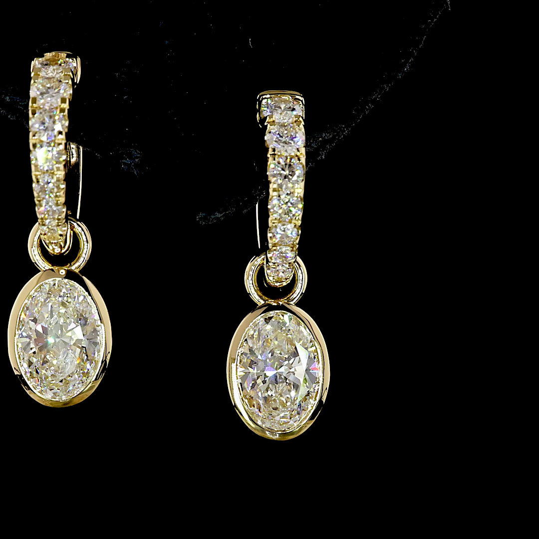 2.52 CTTW Oval Lab Grown Diamond Hanging Earring Size 23.4 (E Color and VS1 Clarity)