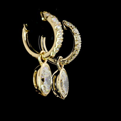 2.52 CTTW Oval Lab Grown Diamond Hanging Earring Size 23.4 (E Color and VS1 Clarity)
