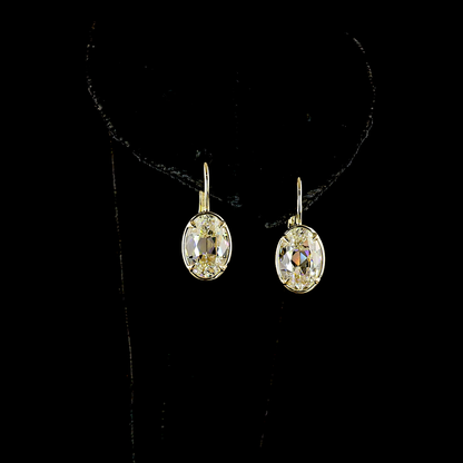 4.03 CTTW Antique Oval Lab Diamond Hanging Earring (E Color and VVS2 Clarity)