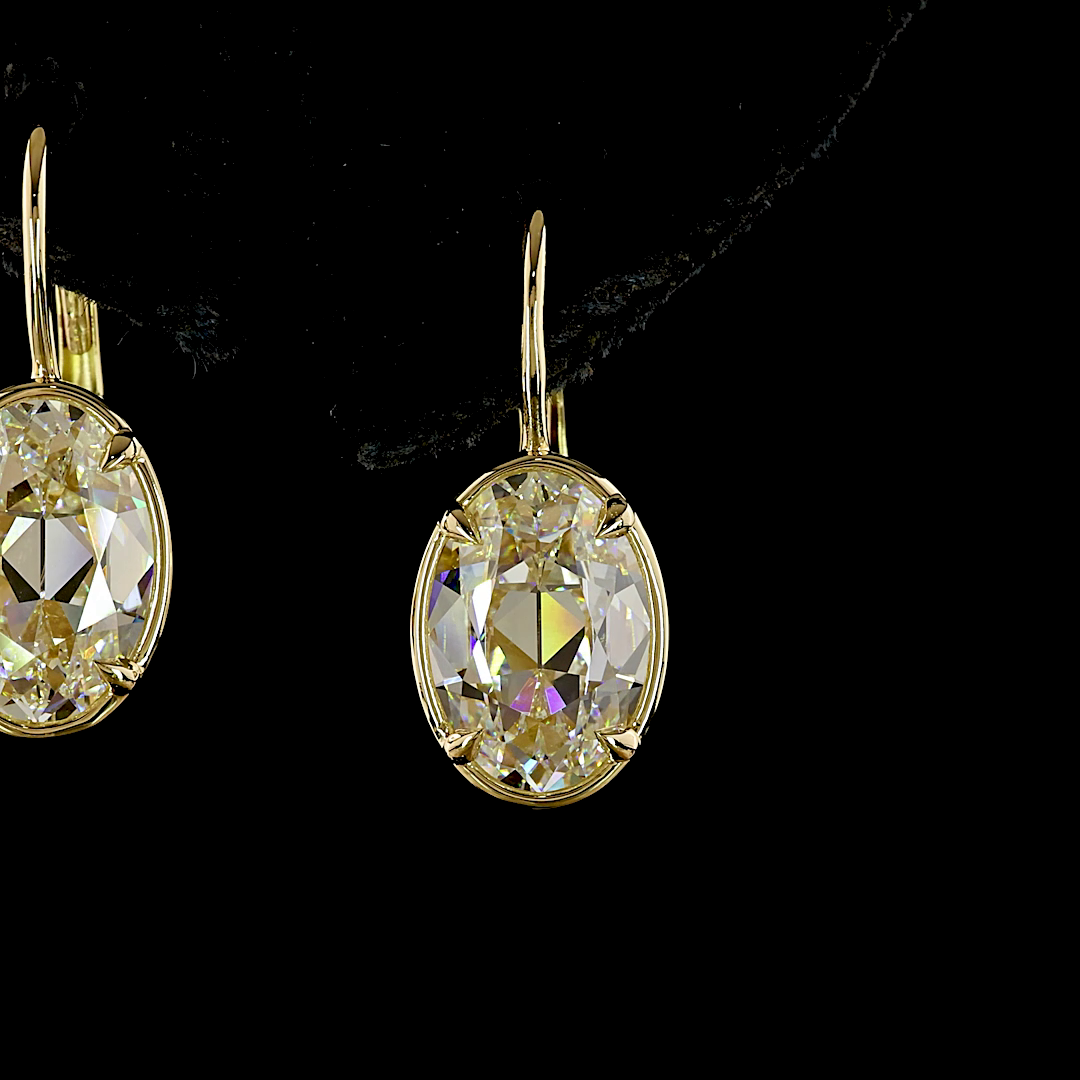 4.03 CTTW Antique Oval Lab Diamond Hanging Earring (E Color and VVS2 Clarity)