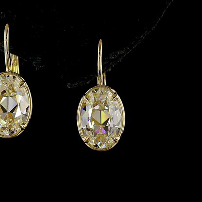 4.03 CTTW Antique Oval Lab Diamond Hanging Earring (E Color and VVS2 Clarity)