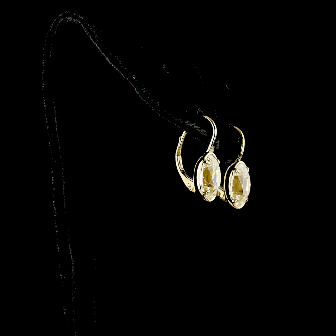 4.03 CTTW Antique Oval Lab Diamond Hanging Earring (E Color and VVS2 Clarity)