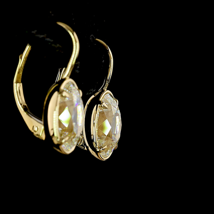 4.03 CTTW Antique Oval Lab Diamond Hanging Earring (E Color and VVS2 Clarity)