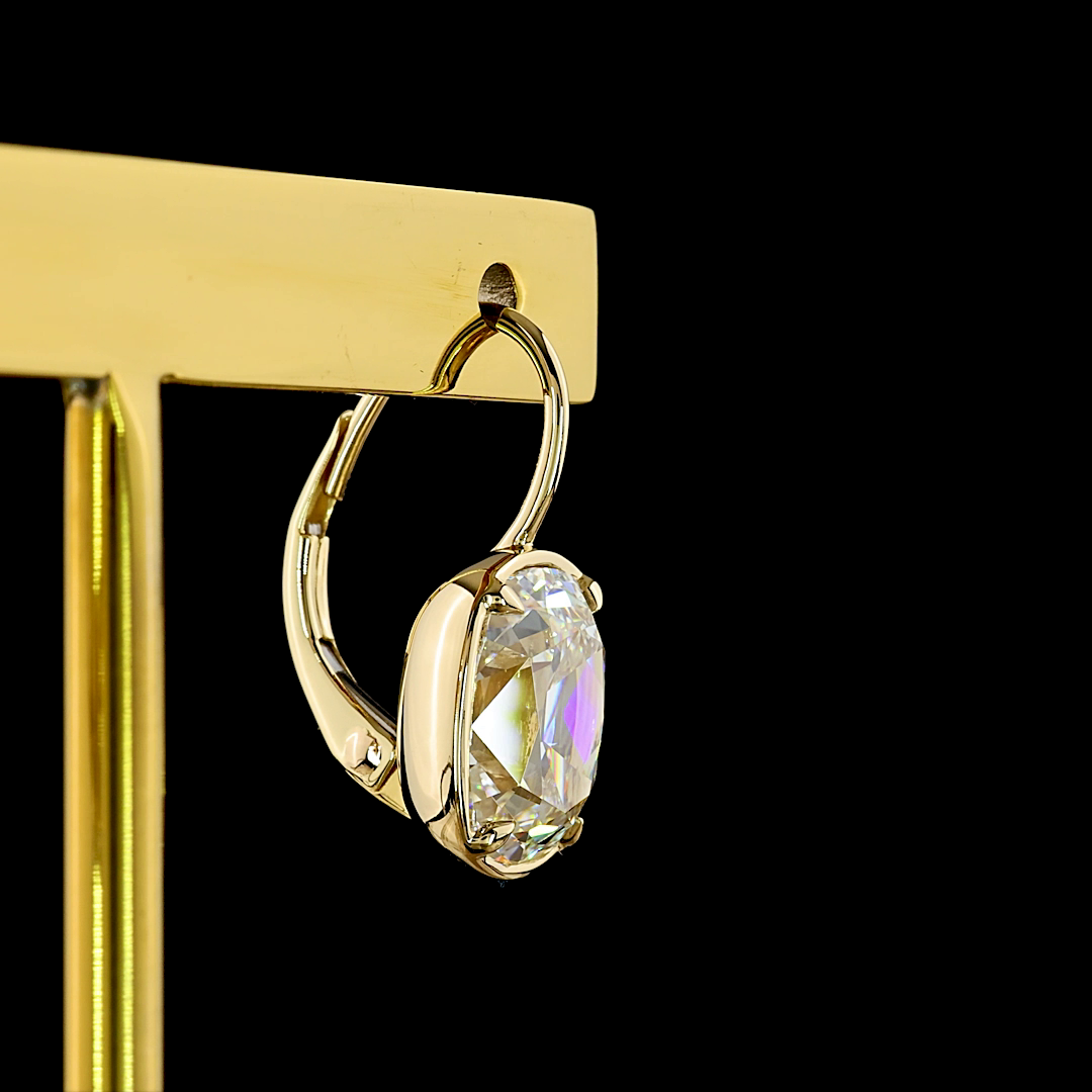 5.09 CTTW Antique Cushion Lab Diamond Hanging Earring (E Color and VS1 Clarity)
