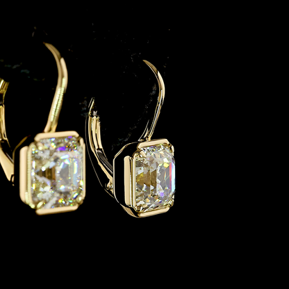 3.09 CTTW Antique Asscher Lab Grown Diamond Hanging Earring Size 17.05 (F Color and VS1 Clarity)