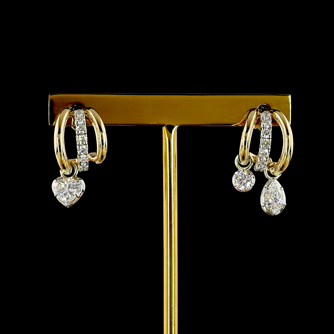 1.66 CTTW Heart Lab Grown Diamond 57 Earring Size 21.45 (E Color and VS1 Clarity)