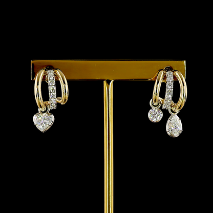 1.66 CTTW Heart Lab Grown Diamond 57 Earring Size 21.45 (E Color and VS1 Clarity)