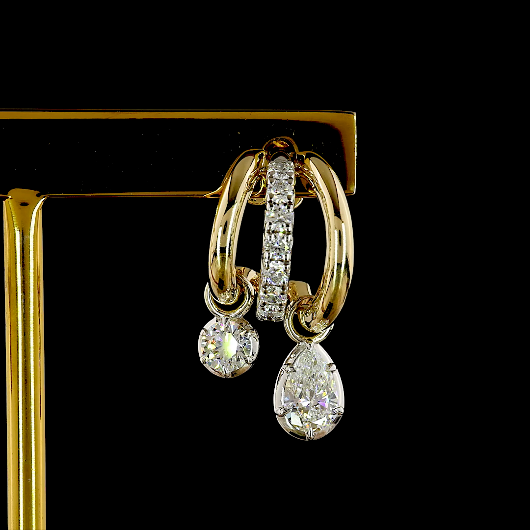 1.66 CTTW Heart Lab Grown Diamond 57 Earring Size 21.45 (E Color and VS1 Clarity)