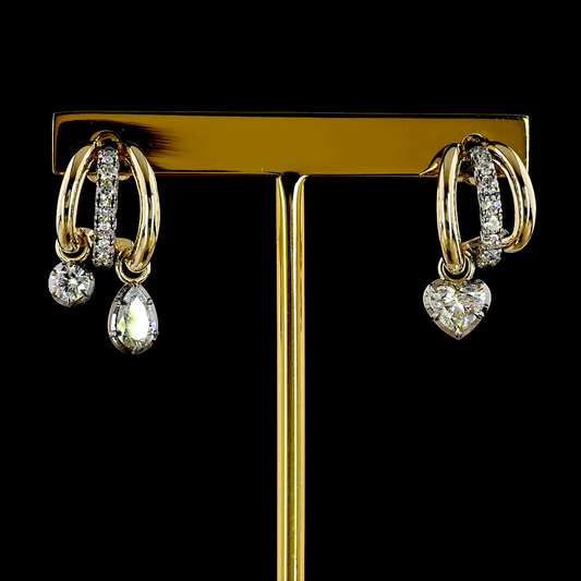 1.67 CTTW Heart Lab Grown Diamond 57 Earring Size 21.45 (E Color and VS1 Clarity)