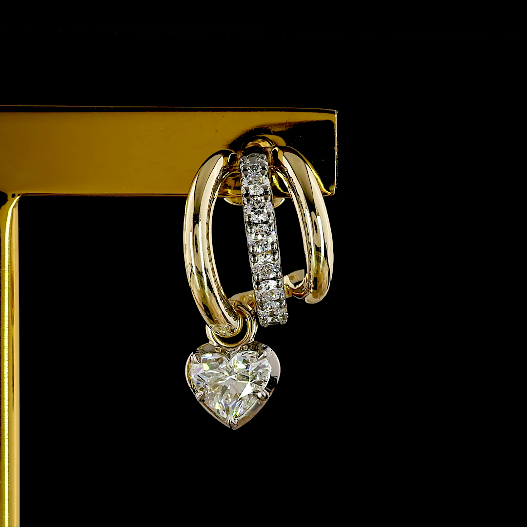1.67 CTTW Heart Lab Grown Diamond 57 Earring Size 21.45 (E Color and VS1 Clarity)