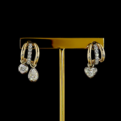 2.33 CTTW Heart Lab Grown Diamond 57 Earring Size 22 (E Color and VS1 Clarity)