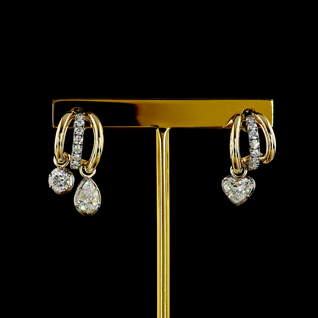 2.33 CTTW Heart Lab Grown Diamond 57 Earring Size 22 (E Color and VS1 Clarity)