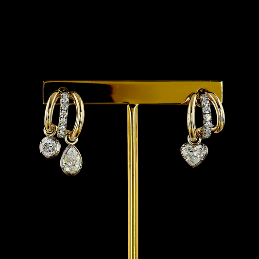 2.29 CTTW Heart Lab Grown Diamond 57 Earring Size 22 (E Color and VS1 Clarity)