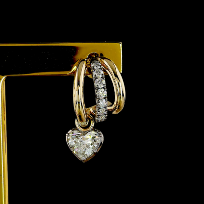 2.33 CTTW Heart Lab Grown Diamond 57 Earring Size 22 (E Color and VS1 Clarity)