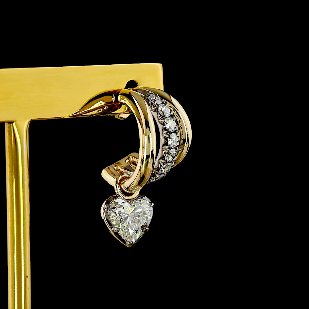 2.33 CTTW Heart Lab Grown Diamond 57 Earring Size 22 (E Color and VS1 Clarity)