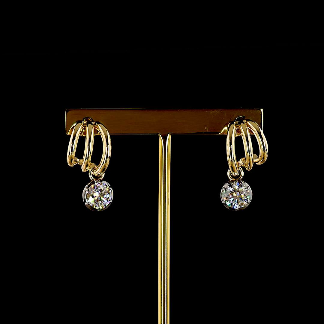 2.05 CTTW Round Lab Diamond Hanging Earring (D/E Color and VVS2 Clarity)