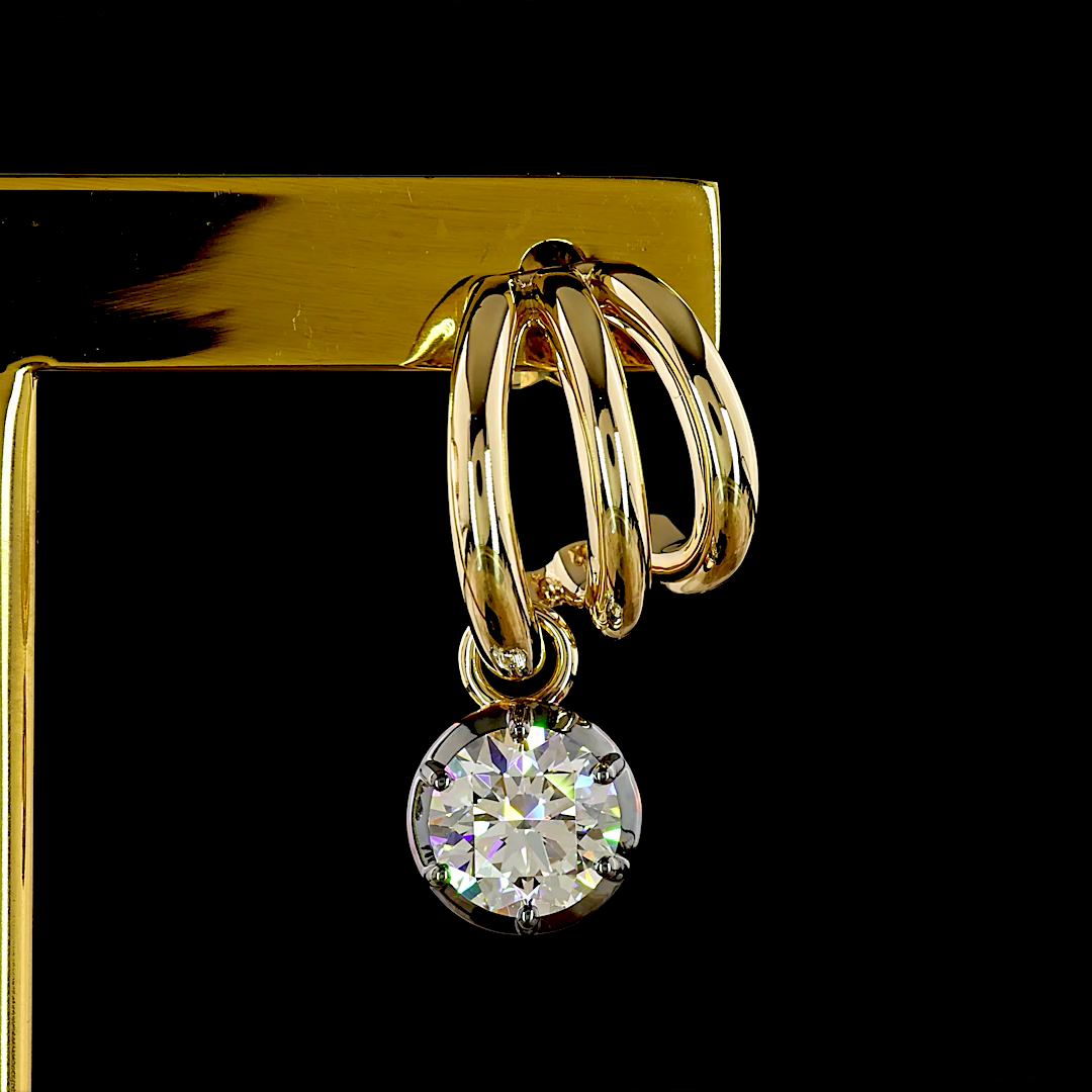 2.05 CTTW Round Lab Diamond Hanging Earring (D/E Color and VVS2 Clarity)