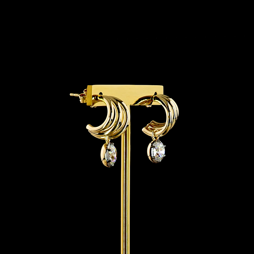 2.05 CTTW Round Lab Diamond Hanging Earring (D/E Color and VVS2 Clarity)