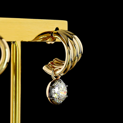 2.05 CTTW Round Lab Diamond Hanging Earring (D/E Color and VVS2 Clarity)