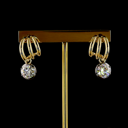 3.06 CTTW Round Lab Grown Diamond Hanging Earring Size 23 (F Color and VVS2 Clarity)