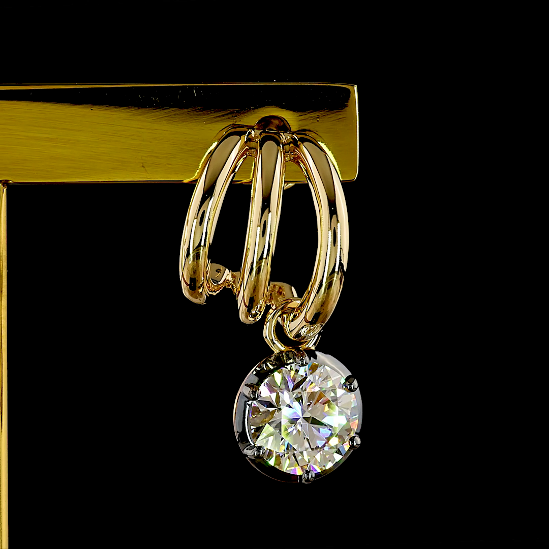 3.06 CTTW Round Lab Grown Diamond Hanging Earring Size 23 (F Color and VVS2 Clarity)