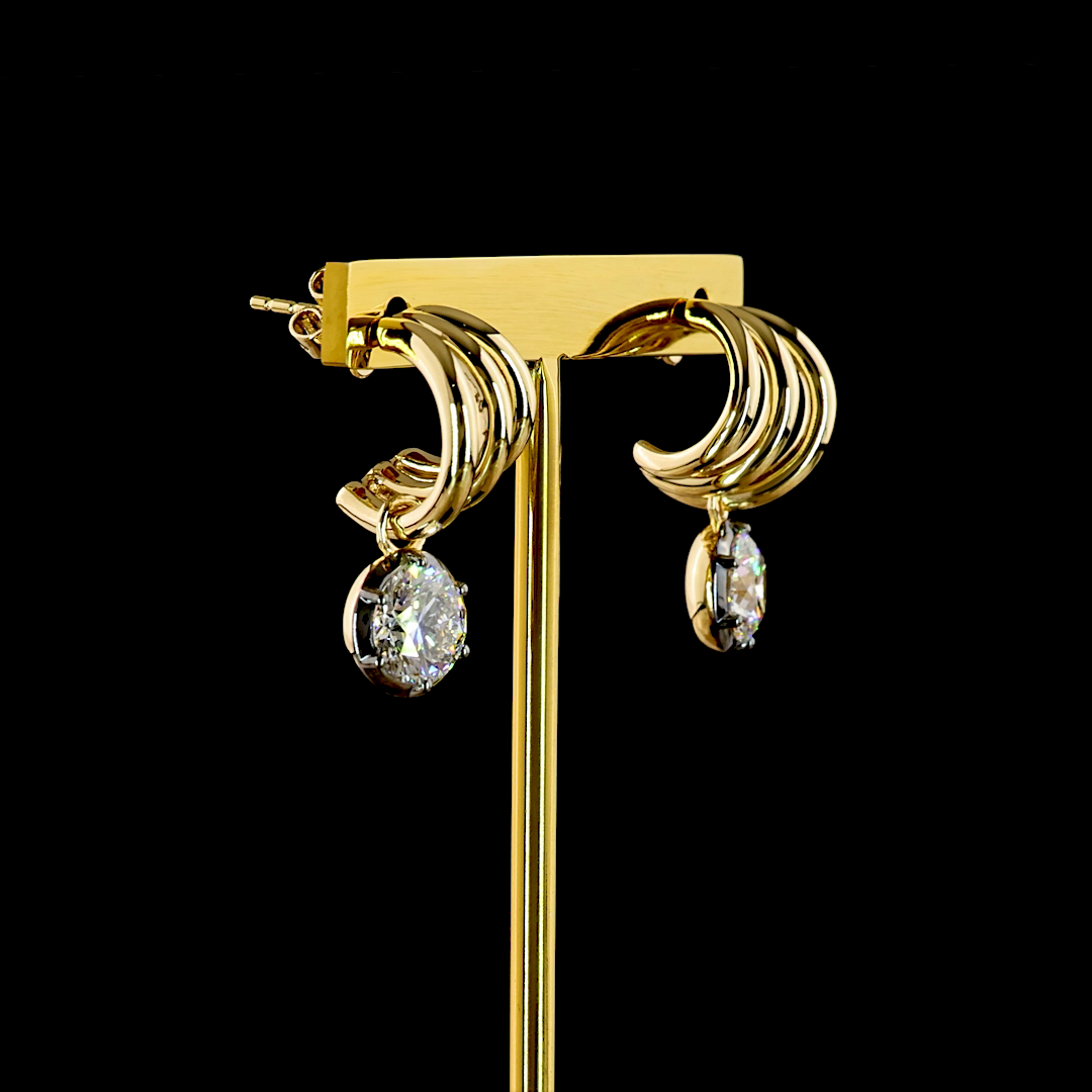 3.06 CTTW Round Lab Grown Diamond Hanging Earring Size 23 (F Color and VVS2 Clarity)