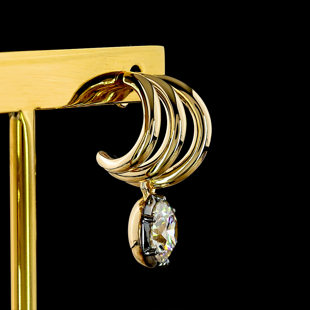 3.06 CTTW Round Lab Grown Diamond Hanging Earring Size 23 (F Color and VVS2 Clarity)