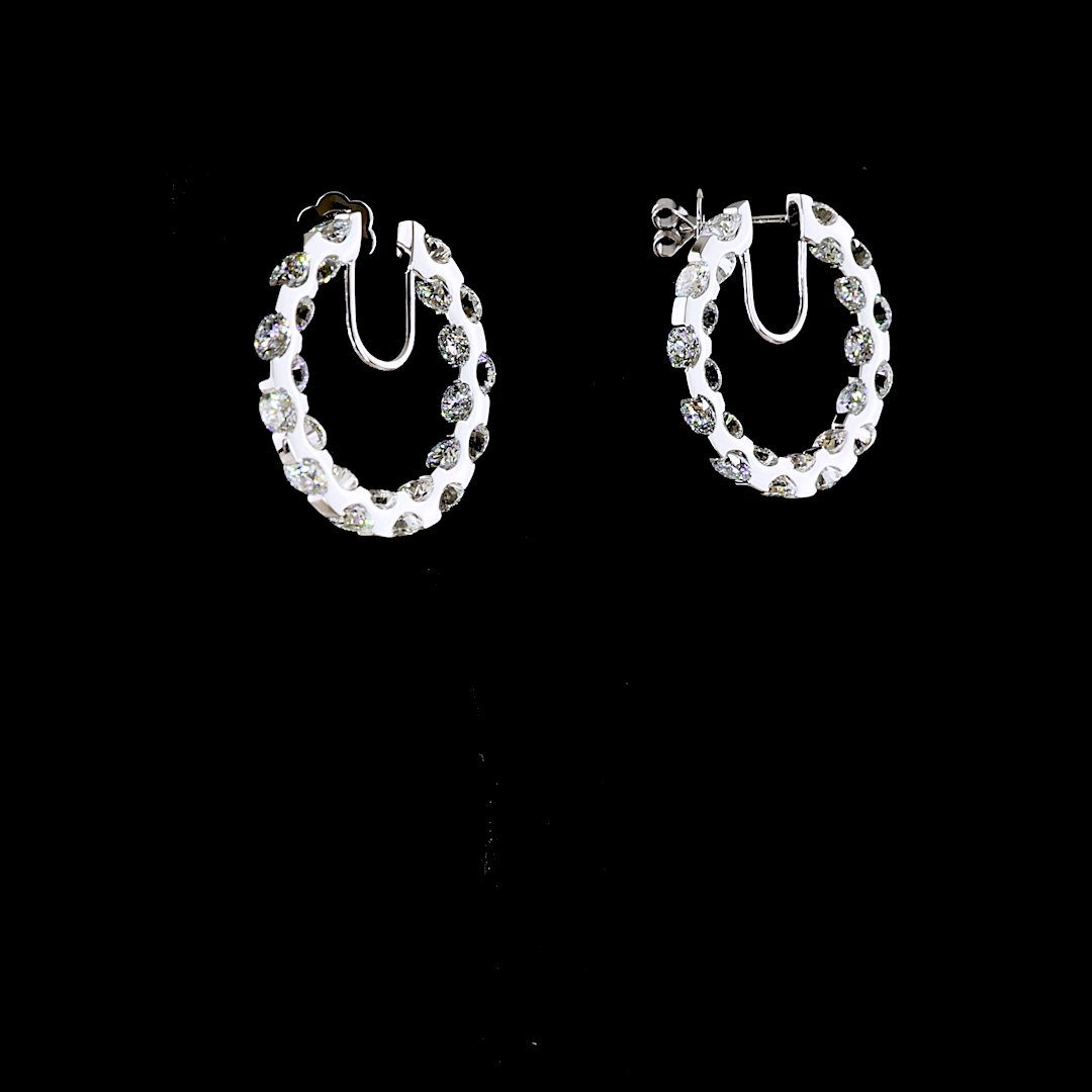 11.69 CTTW Round Lab Diamond Huggies Earring (E Color and VS1 Clarity)