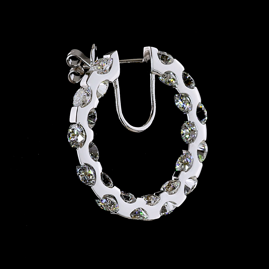 11.69 CTTW Round Lab Grown Diamond Huggies Earring 28.82mm (E Color and VS1 Clarity)