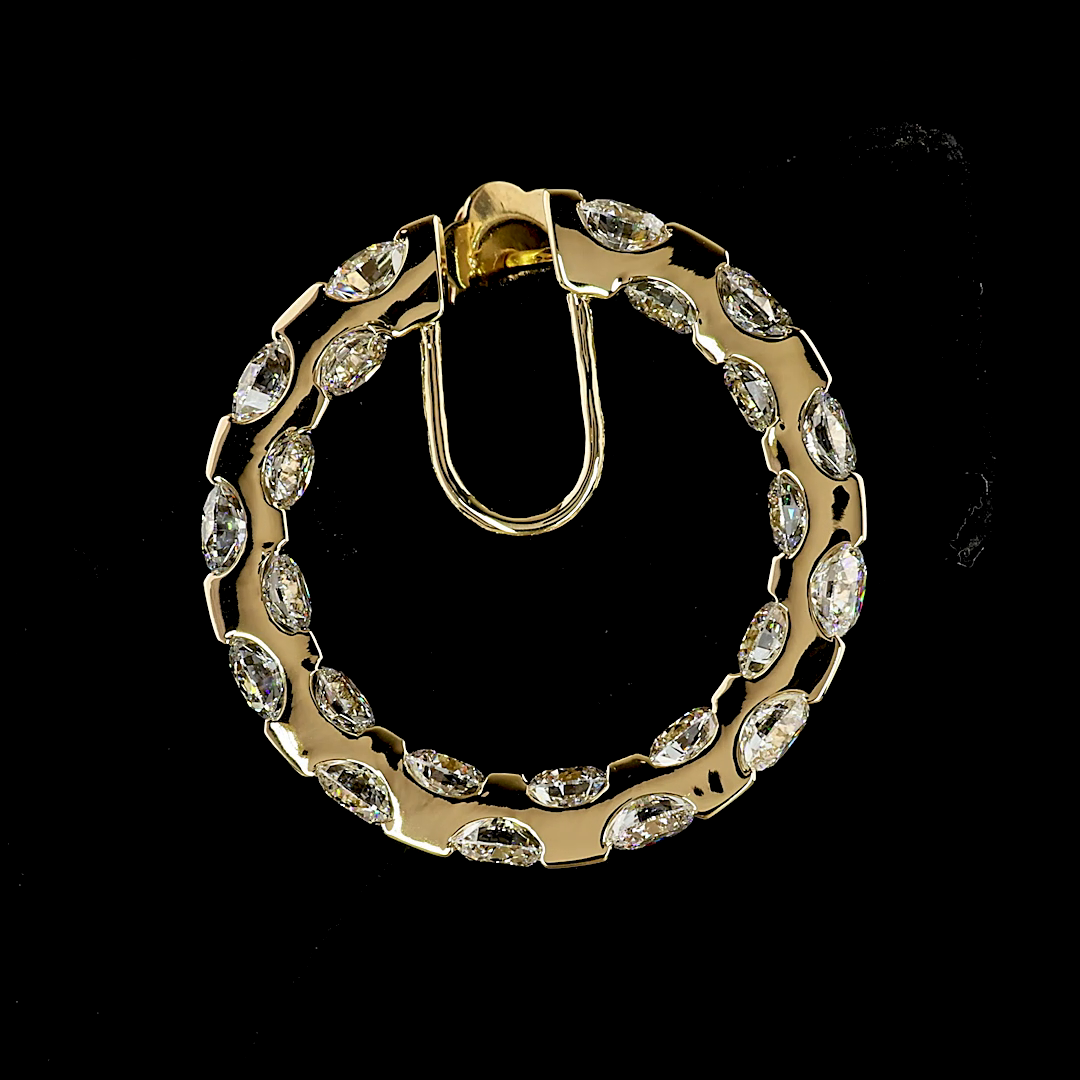 11.66 CTTW Round Lab Grown Diamond Huggies Earring 28.82mm (E Color and VS1 Clarity)