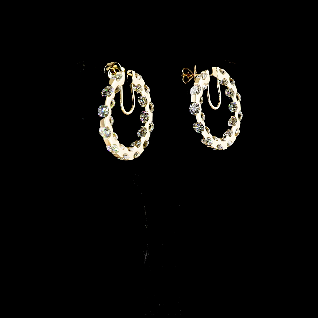 11.66 CTTW Round Lab Diamond Huggies Earring (E Color and VS1 Clarity)