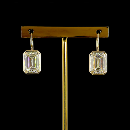 10.14 CTTW Emerald Lab Grown Diamond Hanging Earring Size 24.8 (F Color and VS1 Clarity)