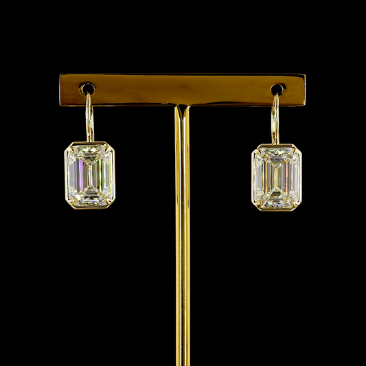 10.14 CTTW Emerald Lab Grown Diamond Hanging Earring Size 24.8 (F Color and VS1 Clarity)