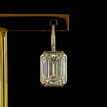 10.14 CTTW Emerald Lab Grown Diamond Hanging Earring Size 24.8 (F Color and VS1 Clarity)