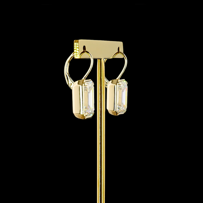 10.14 CTTW Emerald Lab Grown Diamond Hanging Earring Size 24.8 (F Color and VS1 Clarity)