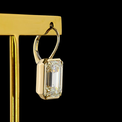 10.14 CTTW Emerald Lab Grown Diamond Hanging Earring Size 24.8 (F Color and VS1 Clarity)