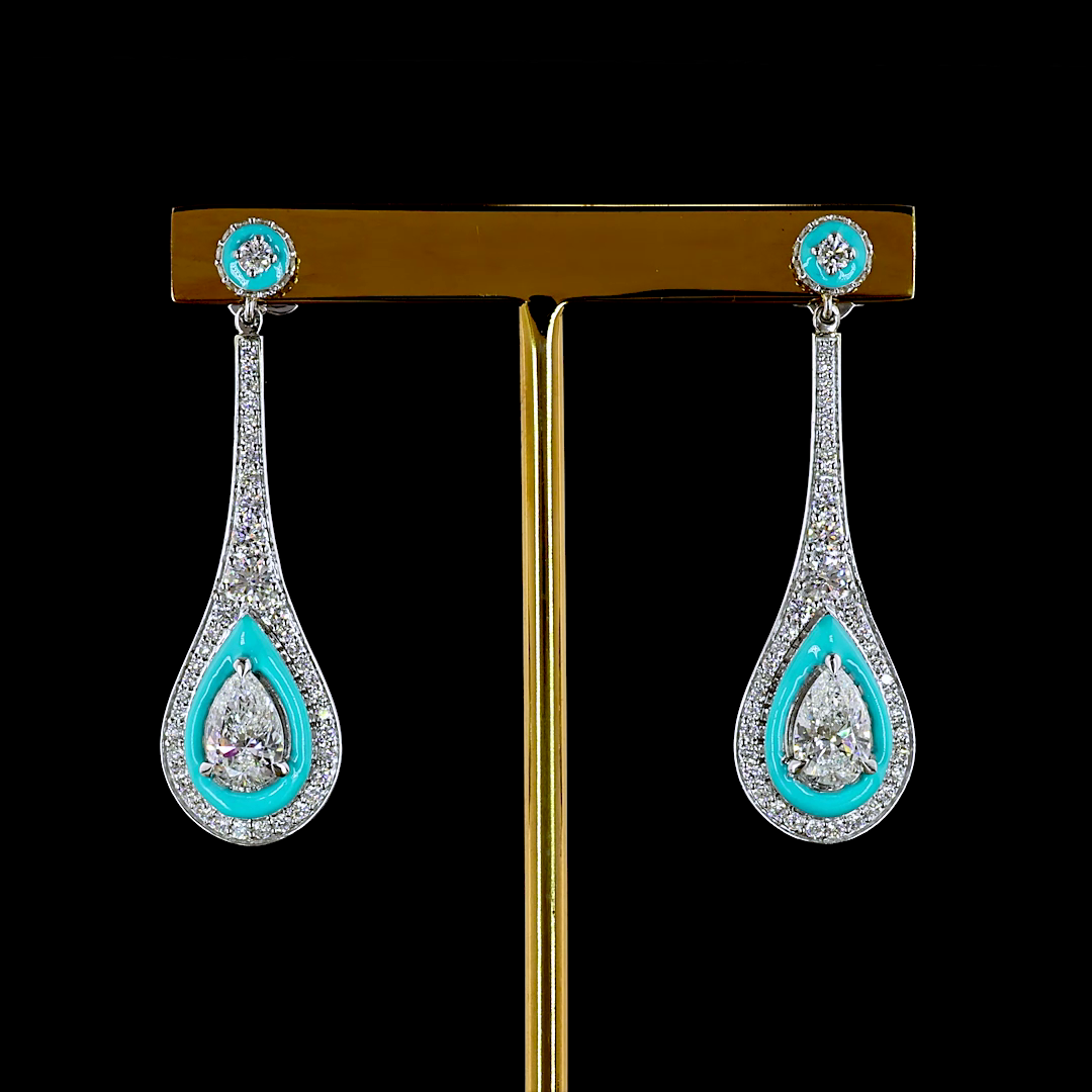2.67 CTTW Pear Lab Grown Diamond Hanging Earring (E Color and VS1 Clarity)
