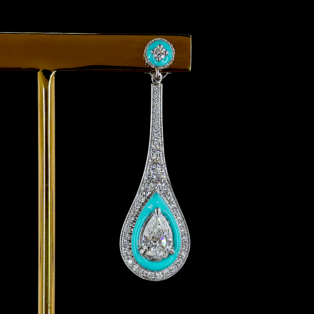 2.67 CTTW Pear Lab Grown Diamond Hanging Earring (E Color and VS1 Clarity)