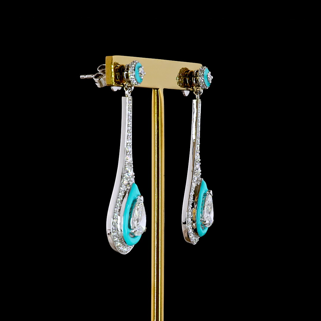 2.67 CTTW Pear Lab Grown Diamond Hanging Earring (E Color and VS1 Clarity)