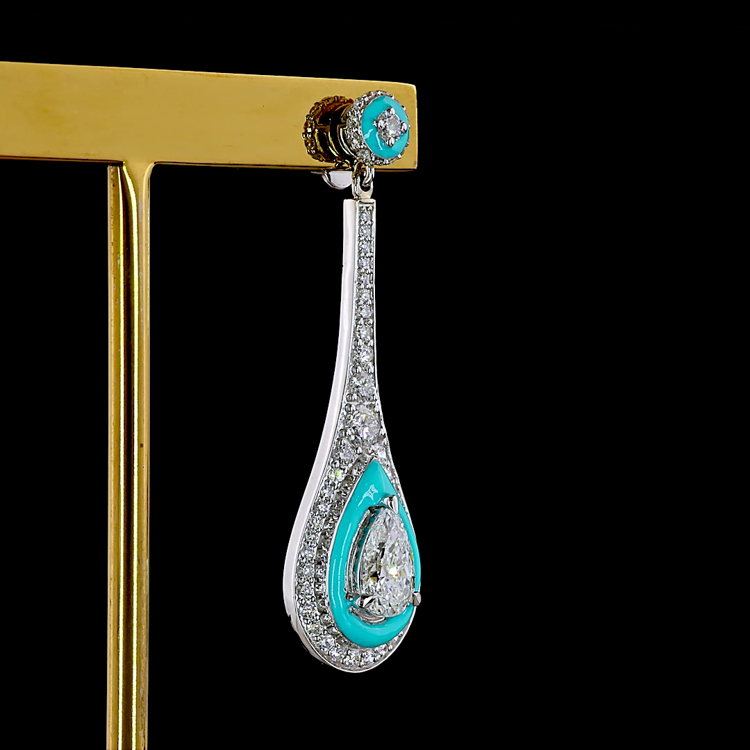 2.67 CTTW Pear Lab Grown Diamond Hanging Earring (E Color and VS1 Clarity)