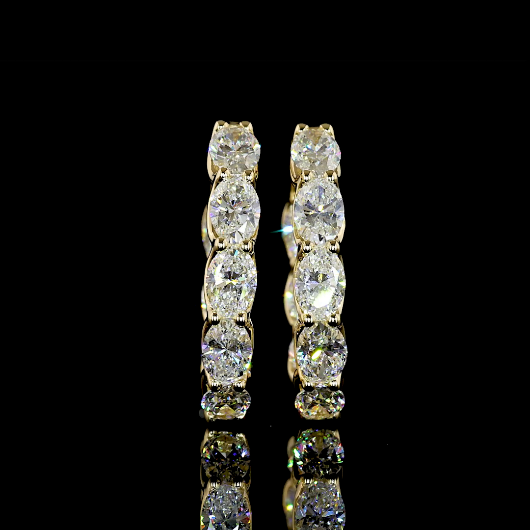 2.94 CTTW Oval Lab Grown Diamond Huggies Earring 20.62mm (E Color and VS1 Clarity)